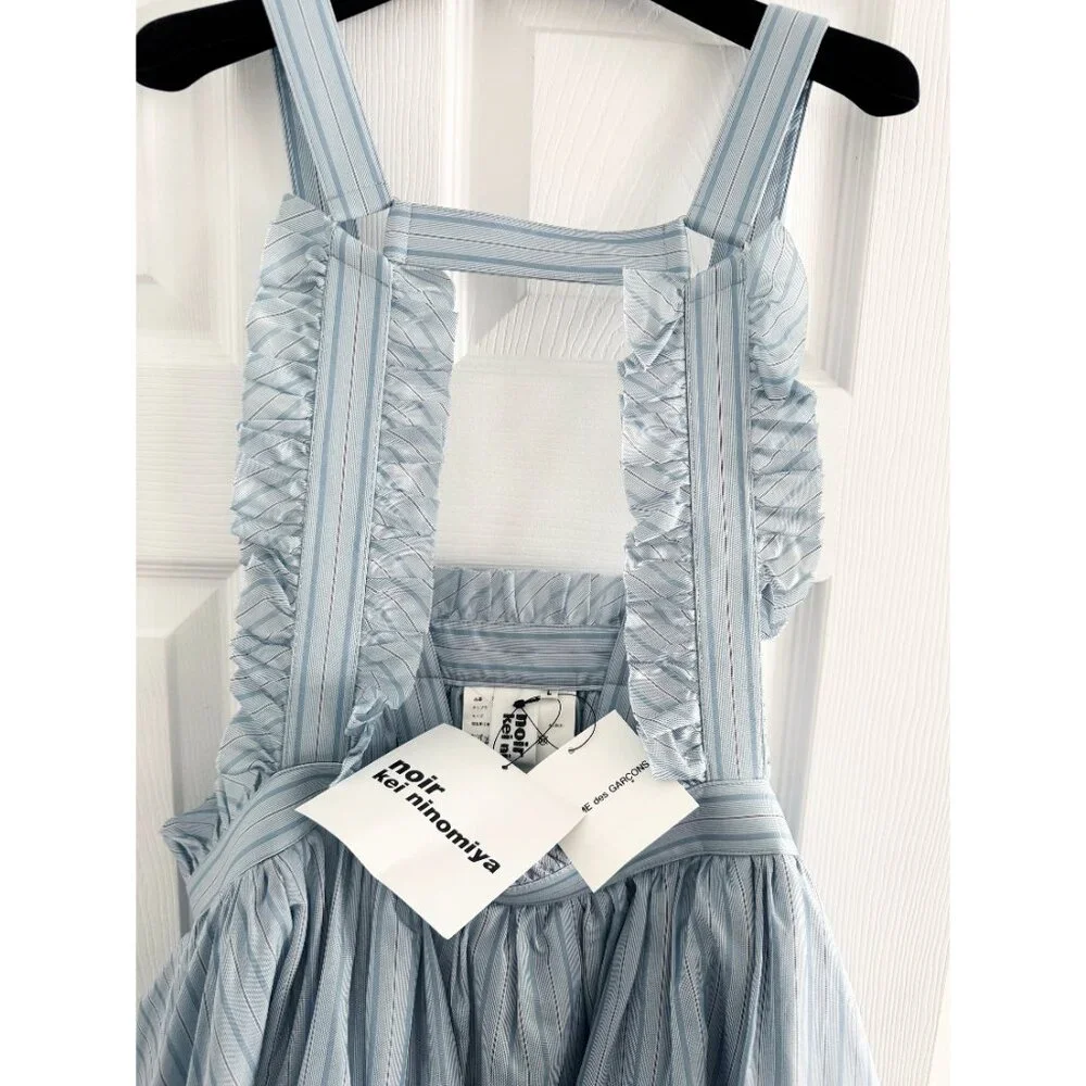 NWT Noir Kei Ninomiya Blue stripes pinafore dress, Size Large - Picture 7 of 13